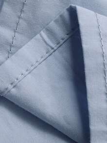 DAZY Camisa Feminina de Manga Longa Azul, Estilo Casual de Escritório/Trabalho, Design Poético de Dinheiro Antigo, Cor Sólida, Primavera/Verão - Azul - Visão 8