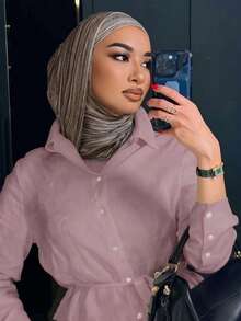 1件春夏新款穆斯林头巾，柔软透气条纹渐变莫代尔面料 - 彩色 - 查看 2