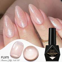 FOUR LILY 10ml 裸色高光凝胶指甲油 - 闪亮 UV/LED 可固化指甲凝胶，适用于美甲沙龙和 DIY 美甲，持久美甲油 - 杏色 - 查看 6