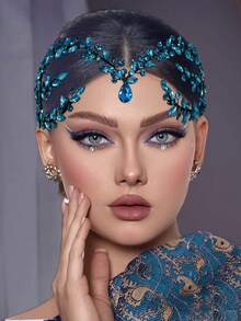 1 pieza Diadema nupcial con cristales de hecha a mano, accesorio para el cabello de novia y dama de honor, adecuado para fiesta, baile de graduación, regalo para fiestas - Lago azul - Ver 4