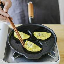 Living And Home 3-Hole Cast Iron Frying Pan,Kitchen Pot Pan For Stove - Black - View 5