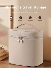 Multi-Functional Portable Large Capacity Makeup Bag, Adopts Compartment Storage Design, Waterproof PU Material, Exquisite Double Zipper, Easy To Store Lotions, Creams And Makeup Tools. - Multicolor - View 12