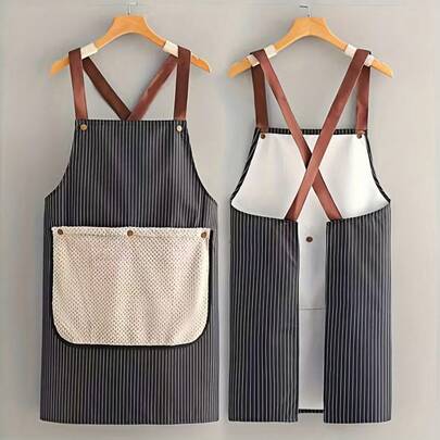 1pc Unisex Thick Waterproof & Oil-Resistant Polyester Kitchen Apron, Fashionable And Practical: This Waterproof Kitchen Apron Comes With A Detachable Towel, Keeping Your Hands Dry And Clean, Suitable For Kitchen And Hotel Use.