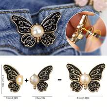 Adjustable & Detachable Waist Belt Buckle - Seamless Spring Clip Closure Suitable For Pants & Skirts, Butterfly Pattern Design - Multicolor - View 10