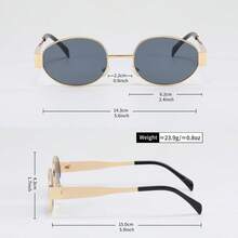 1/5件装 时尚女士金属全框椭圆形眼镜，适合海滩、度假、节日佩戴，亦可作为礼物赠送 - A - 查看 3