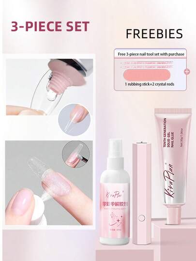 1支30克美甲贴纸胶，包含UV灯和工具套装，Kiraplan速干固体美甲凝胶，升级版，超强粘性，需UV灯固化，持久耐用，适用于DIY亚克力美甲，家庭美甲沙龙必备