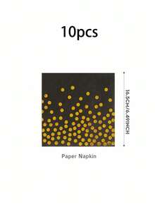 25件套黑金派对用品套装，包含餐盘、杯子、餐巾纸，适用于生日、婚礼、各种活动 - 彩色 - 查看 7