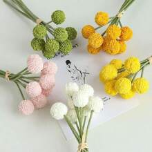 1束9头金球槌花鼓槌菊花金棒球人造花束，家居装饰，桌面摆件，咖啡桌装饰品 - 多色 - 查看 8