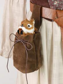 1个LARP宠物收纳袋：中世纪风格腰带袋，适用于兔子毛绒玩具、角色扮演配件、维京骑士集市LARP角色扮演道具（不含毛绒玩具） - A - 查看 4