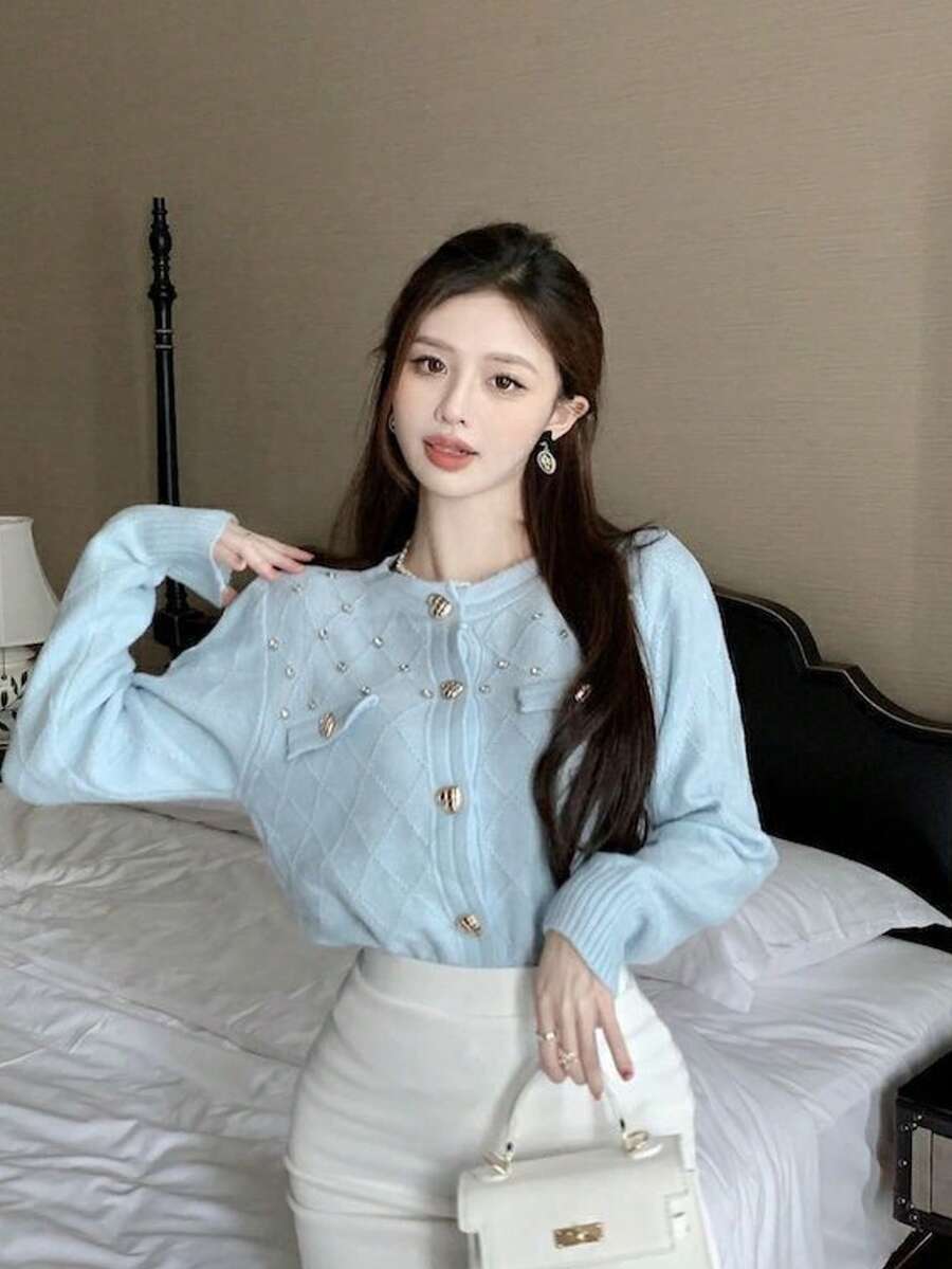 Women Cardigans - Light Blue - View 1