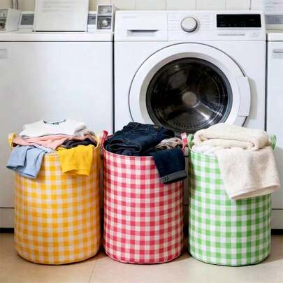 1个大容量防水可折叠洗衣篮，适用于卧室、浴室、客厅和宿舍，可用于整理脏衣服、存放衣物、玩具、零食和杂物。