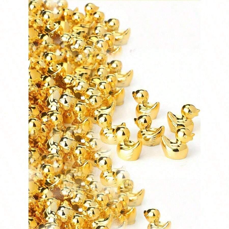 100/50/20/10/5/1 Pc Mini Golden Duck Statue Golden Duck Figurines Micro Garden Landscape Dollhouse Cake Decoration Potted Plants DIY Craft Charms For Party Gift Animal Statues Car Dashboard Decorations For Birthday Gift Party Decoration Favors - 金色 - 查看 1