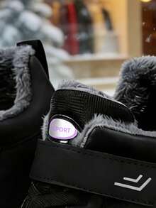 1 Pair Unisex Snow Boots, Outdoor Sports Warm Ankle Boots For Men/Women, Autumn/Winter Hiking Trekking Camping Hunting Boots (Women's Purple, Men's Black) - Black - View 6