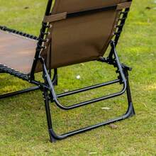 Folding Sun Lounger, Garden Deck Chair With Headrest And Side Pocket, Deck Chair With 5-Position Adjustable Backrest, Weather-Resistant Camping Deck Chair, Maximum Load 120 Kg, For Garden, Beach, Pool, Brown - Brown - View 7