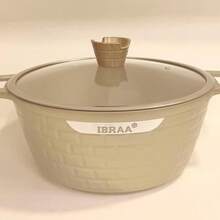 IBRAA Non Stick Aluminium Cooking Pots Set Induction With Lids Handles Deep Fry Pan Oven - Champagne - View 6