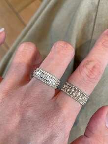 rundraw 1pc 2026 New Hollow Carved Floral Pattern Fully Rhinestoned Fashionable Luxury Copper/Silver Adjustable Open Ring, Suitable For Parties, Commuting, Daily Outfit Accessories, Best Gift For Friends And Loved Ones In New Year And Holidays - Silver - View 2