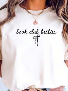 Book Club Besties T-Shirt Book Lover Gift Cute Reader Tee Bookish Merch Literary Shirts Bookworm Gift Book Shirt Reading Shirts Summer Outfits For Women Oversized Tshirts - White - View 1