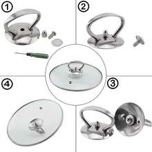 Universal Pot Lid Cover Knob Handle,Stainless Steel Replacement Cookware Pot Lid Handgrip Knob With Three Length Mounting Screws And Silicone Washer - Silver - View 3