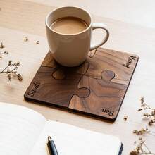 Custom Wooden Jigsaw Design Teacup Mats, Insulation Coasters, Tea Ceremony Wooden Tea Tray 1pc Or 4pcs. - Multicolor - View 4