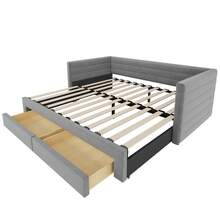 Sofa Bed Frame - Grey + Upholstered + 90cm*190cm-1 - View 4