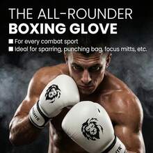 Guantes de boxeo Premium para mayor estabilidad | para hombres y mujeres | Boxeo, MMA, Muay Thai, Kickboxing, Training & Sparring 08 10 12 14 16 oz | incl. Bolsa de transporte - Blanco/Negro - Ver 4