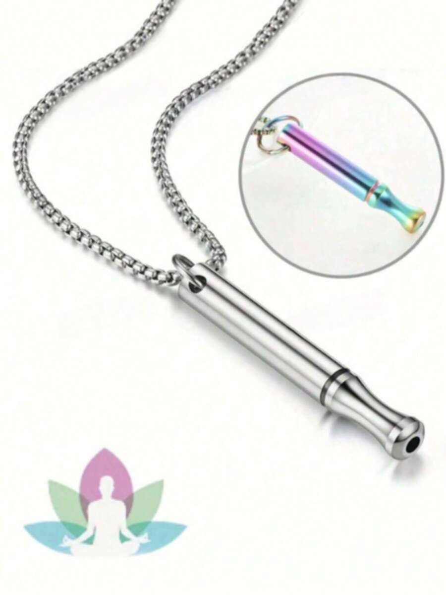 1pc Iridescent Purple Pointed Meditation Breathing Necklace - Men's Stress Relief Jewelry, Gift To Calm The Mind, Durable Clear Psychological Accessory, Minimalist Chain Design, Polished Finish (Random Style Shipped) - Multicolor - View 1