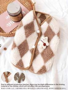 Cute Plush Dog Cat Vest Jacket With 3D Bear And Bow Tie - Pet Apparel, Suitable For Medium Small Dogs Cats, Soft Warm Pet Clothing - Camel - View 4