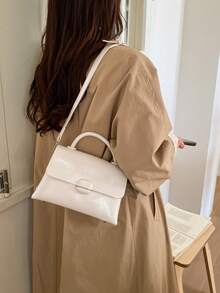 Casual Fashion Flap Handbag, Simple Tote Bag, Minimalist Women's Versatile Crossbody Bag, Elegant Purse, Spring 2026 - White - View 2