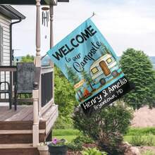 Custom Camper Garden Flag For Campsites, Personalized Family Name Welcome To Our Campsite Flag RV Camping Party Yard Patio Decorative Flags Decor - Camp - 查看 3