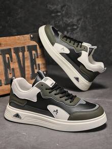 百搭真皮休闲鞋，男士学生运动鞋，四季皆宜 - 黑色 - 查看 5