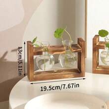 1pc Creative Flower Vase With Wooden Stand & Glass Container For Hydroponic Plants Such As Potted Green Plants, Home Decoration For Office, Living Room, Bedroom, Desk, Dining Table,Home Decor,Flower Vase,Centerpiece,Table Decor Gifts Birthday Graduation Room Decor Glass Vase - Màu sắc cổ điển - Xem 5