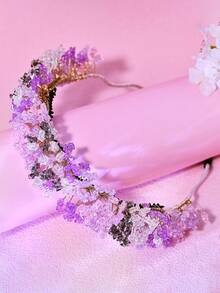 1个粉色水晶发箍，优雅星空设计，甜美公主风，适合新年、婚礼、节日礼物、派对、日常佩戴 - 粉色 - 查看 4