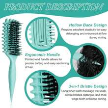 Curl Defining Brush For Curly Hair \U2013 Detangling &Amp; Styling Brush With Wide Tooth Design, Soft Bristles Reduce Frizz, Shape Curls &Amp; Waves For Women And Men, Wet &Amp; Dry Use (Green) - Màu A - Xem 3