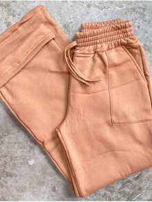 Women's Fleece Sweatpants, Thick Sweatshirt Material - Lạc đà - Xem 1