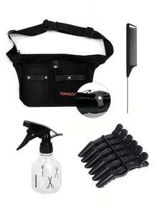 Multi-Functional Hair Styling Clips, Alligator Clips, Duck Bill Clips, Hairstylist's Choice, Hair Dye Spray Bottle, Water Spray Bottle, Pointed Tail Comb, Steel Needle Comb, Highlighting Comb, Teasing Comb, Multi-Functional Waist Bag - Multicolor - View 14