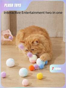 PETSIN CAT Pom-Poms Launcher Toys, Random Color Cat Pom-Poms Self-Hi ToysThe Product Image Has A Method Of Use,Consumables Pet Interactive Launch Pom-Poms Toy Gun 1pc - Multicolor - View 2