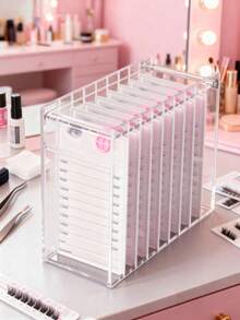 一套亚克力睫毛嫁接托盘,睫毛嫁接收纳盒,嫁接垫,睫毛托盘,胶水托盘,独立支架 - 彩色 - 查看 2