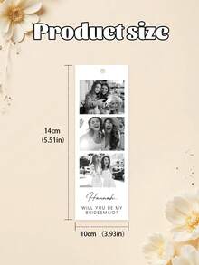 1/3pcs Customized Bridesmaid Proposal Photo Strip, Customize Photo And Text,Personalized Bridesmaid Proposal Gift Bookmark, Will You Be My Bridesmaids Card,Will You Be My Bridesmaid Card, Bridesmaid Proposal Card Template, Maid Of Honor Proposal Card - Multicolor - View 6