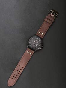 男士优雅多功能三件套礼品套装：钱包、念珠、手表，父亲节、生日、周年纪念日的完美礼物 - 棕色 - 查看 5