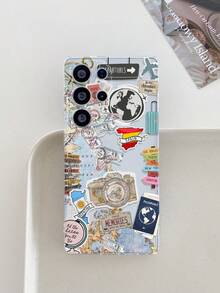 1件装时尚创意度假飞机地图相机地标图案透明软TPU手机壳，防摔防刮防指纹，保护摄像头镜头，兼容三星、Nothing、Pixel等品牌手机。 - 彩色 - 查看 3