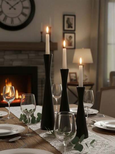 6 Pcs/3 Pcs/1 Pc Metallic Matte Candle Holder, Minimalist Modern Style Candlestick, Suitable For Dining Table, Weddings, Birthdays, Living Room, Entrance, Tea Room, Desktop Decor, High-End Restaurants, Fireplace Side, Family Gatherings, Eid Festival Celebrations, Ornaments, Yoga Meditation