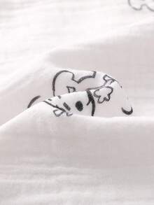 1pc Women's White All-Over Cartoon Print 100% Cotton Soft Breathable Pajama Pants - White - View 4