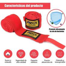 Vendas para Boxeo, Vendas Elásticas de Boxeo, Ringside Vendas para Boxeo, Vendas de Mano Elasticas para Protección, Protección de Muñecas y Nudillos, Boxeo, Kickboxing, Muay Thai, Lucha - Rojo - Ver 7
