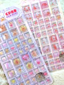 Cute Blocky Pet Series Panda And Rabbit 3D Stickers, Cute Cartoon 3D Epoxy Resin Sticker Set | For Smartphones, Planners, Cups, And Sticker Art | Smooth Surfaces, High-Quality Resin, Craft Stickers, Self-Adhesive Stickers, Stationery Lovers, DIY Fans - Multicolor - View 3