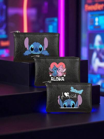 1 pieza Cartera compacta y delgada con diseño de pespunte, monedero portátil mini, monedero mini, monedero de monedas para uso diario