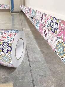 Pegatina autoadhesiva para tabla de natación, pegatina impermeable y a prueba de humedad para azulejos de pared, para la línea de la cintura de los gabinetes de cocina, cubierta para zócalo para ocultar imperfecciones y decoración. - B - Ver 2
