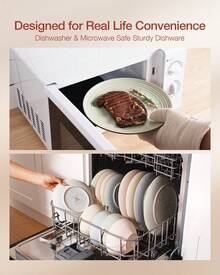 Richmount Dinnerware Set For 4 People, Stoneware Dinnerware Set With Speckled And Ribbed Pattern, Complete With Plates And Cereal Bowls, Dishwasher And Microwave, Scratch Resistant - 彩色 - 查看 3