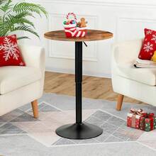 Height-Adjustable Round Bar Table 68.5-90CM With Sturdy Base - Modern Pub Table, Easy To Assemble, Space-Saving For Small Areas, Rustic & Black - Brown - View 1