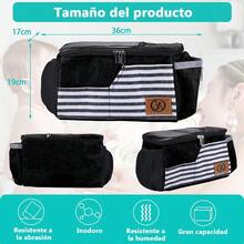 carrito organizadorMOSU Organizador de Cochecito Organizador Universal para Cochecito con Portavasos Bolsa para Teléfono y Correa para el Hombro Capacidad para Pañales Juguetes y Snacks - - como en la foto - Ver 6