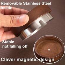 1pc Round Ashtray With Lid, Practical Wooden Creative Ashtray For Home Use - A - View 5